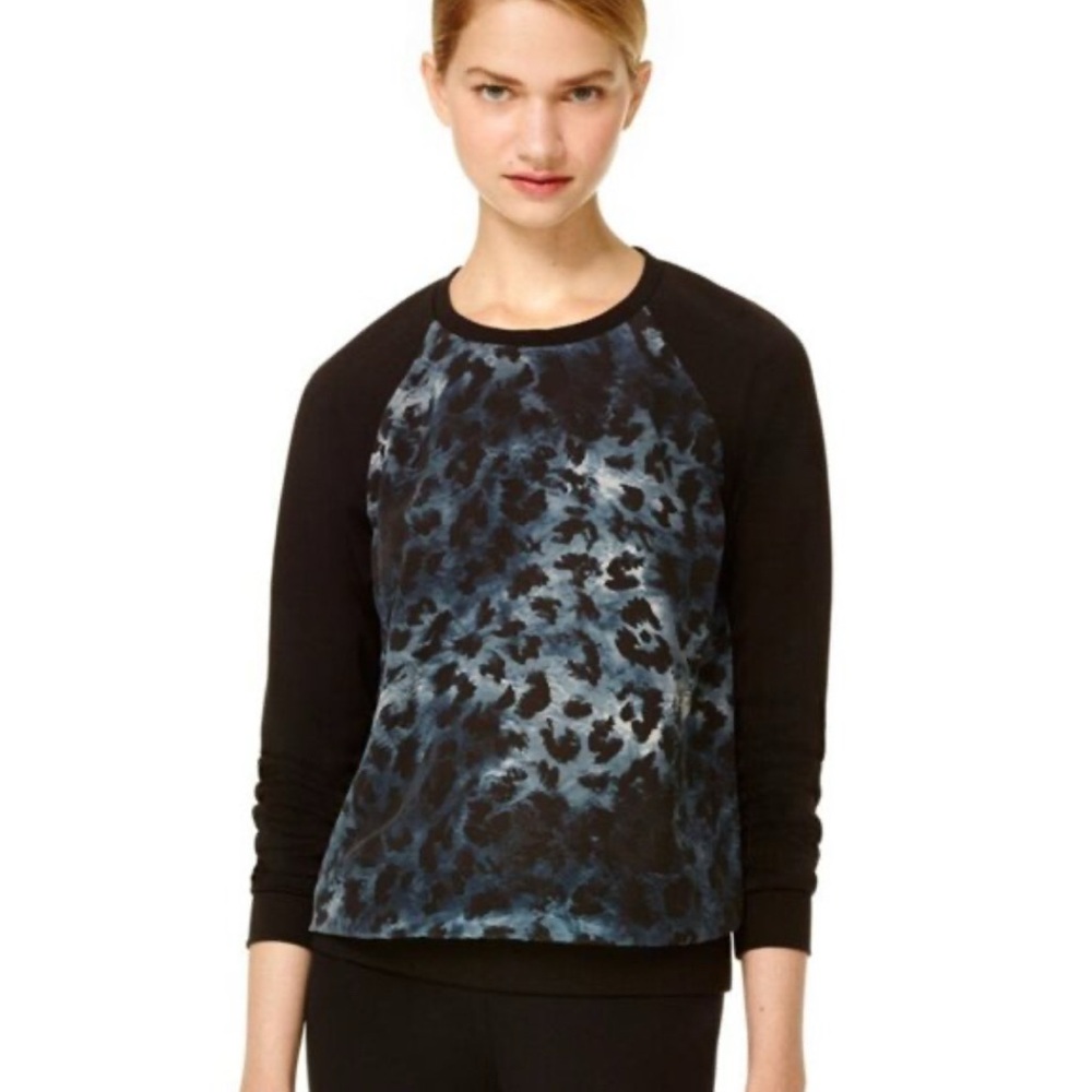Babaton Women's Black and Blue leopard Top